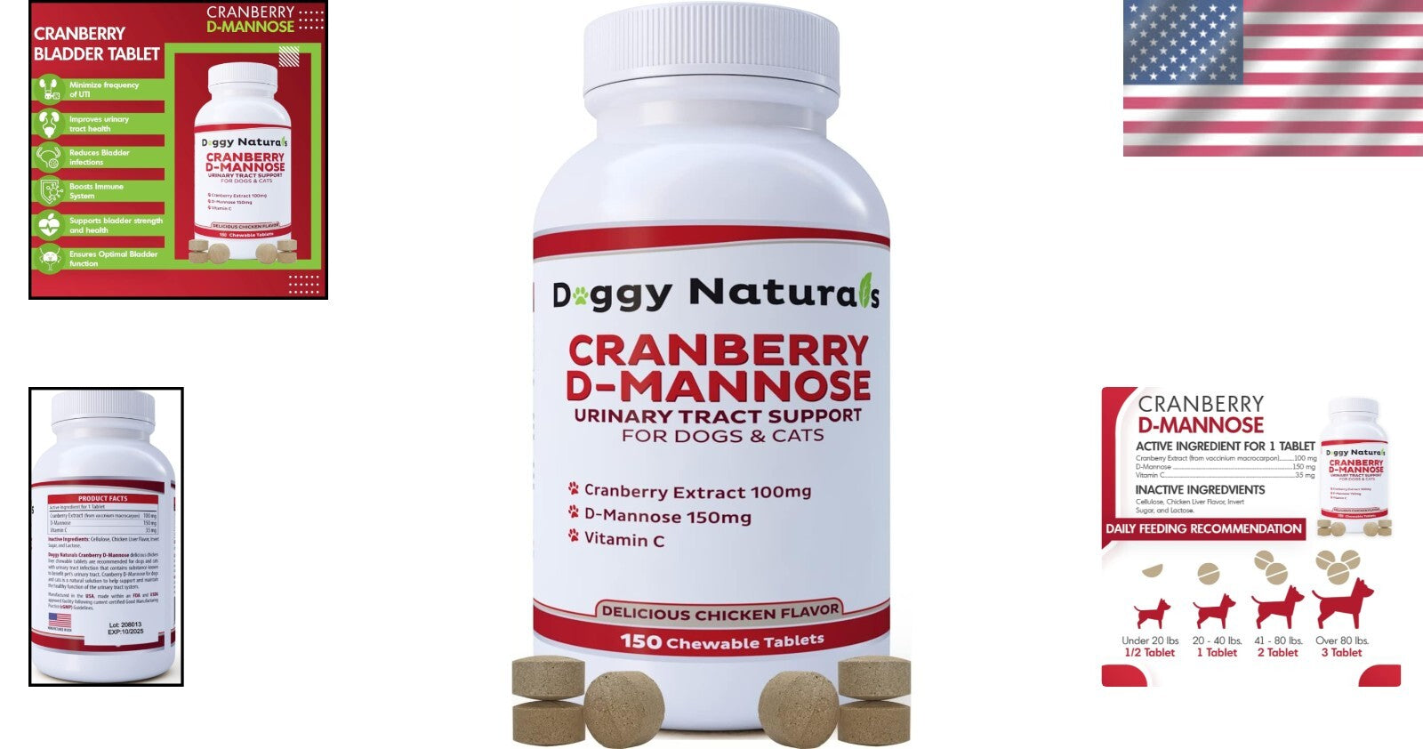 Veterinary Strength Cranberry D-Mannose – 50 Tablets for UTI Prevention in Pets