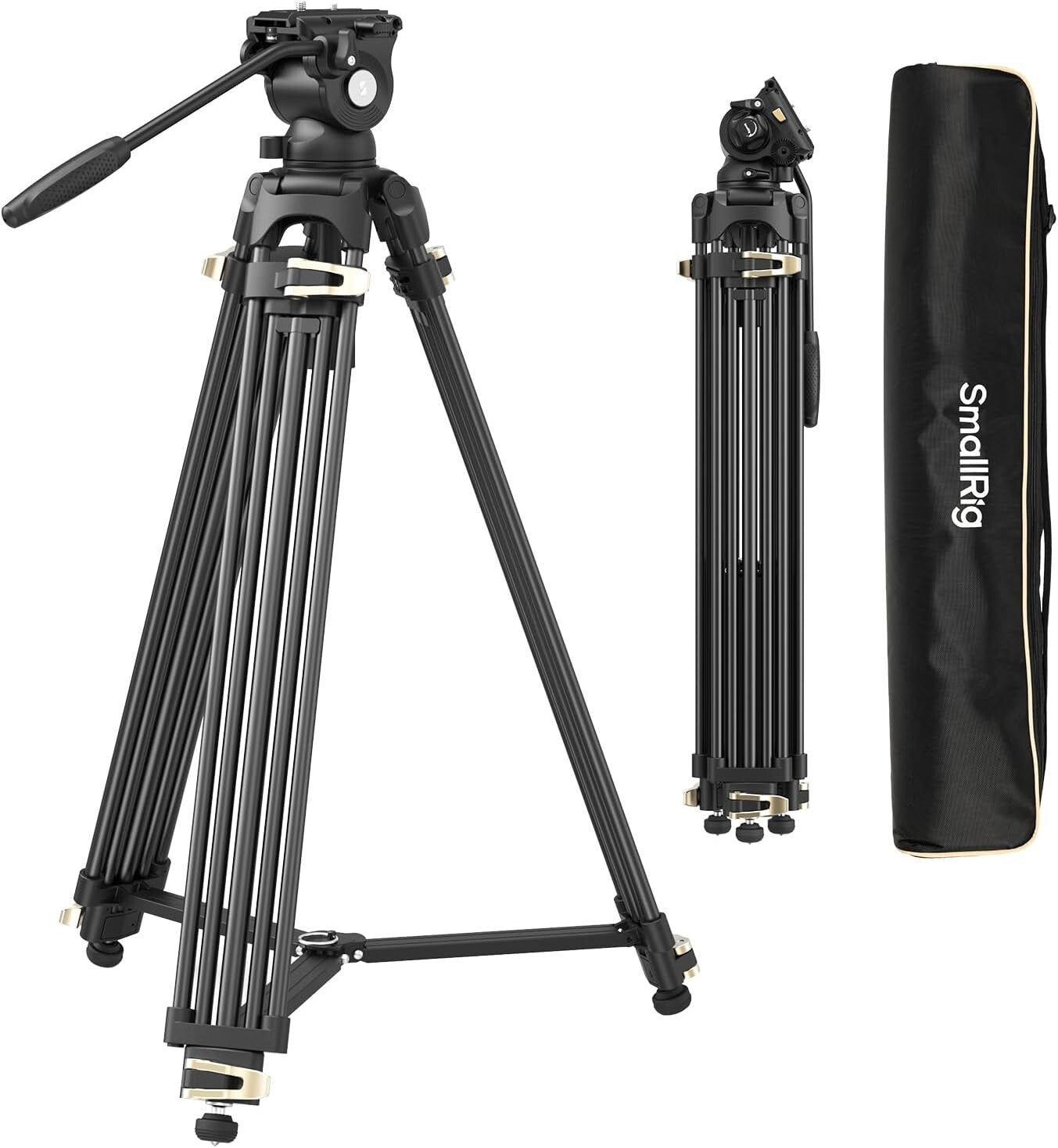 Professional Aluminum Tripod 74" with Quick Release Plate and Smooth Fluid Head