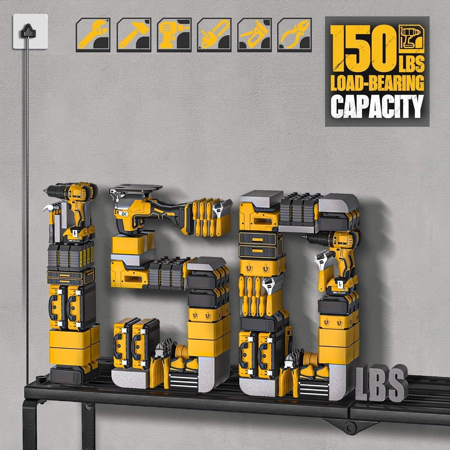 3-Layer Tool Storage Shelf with Detachable Power Strip - Ideal for Garage Space