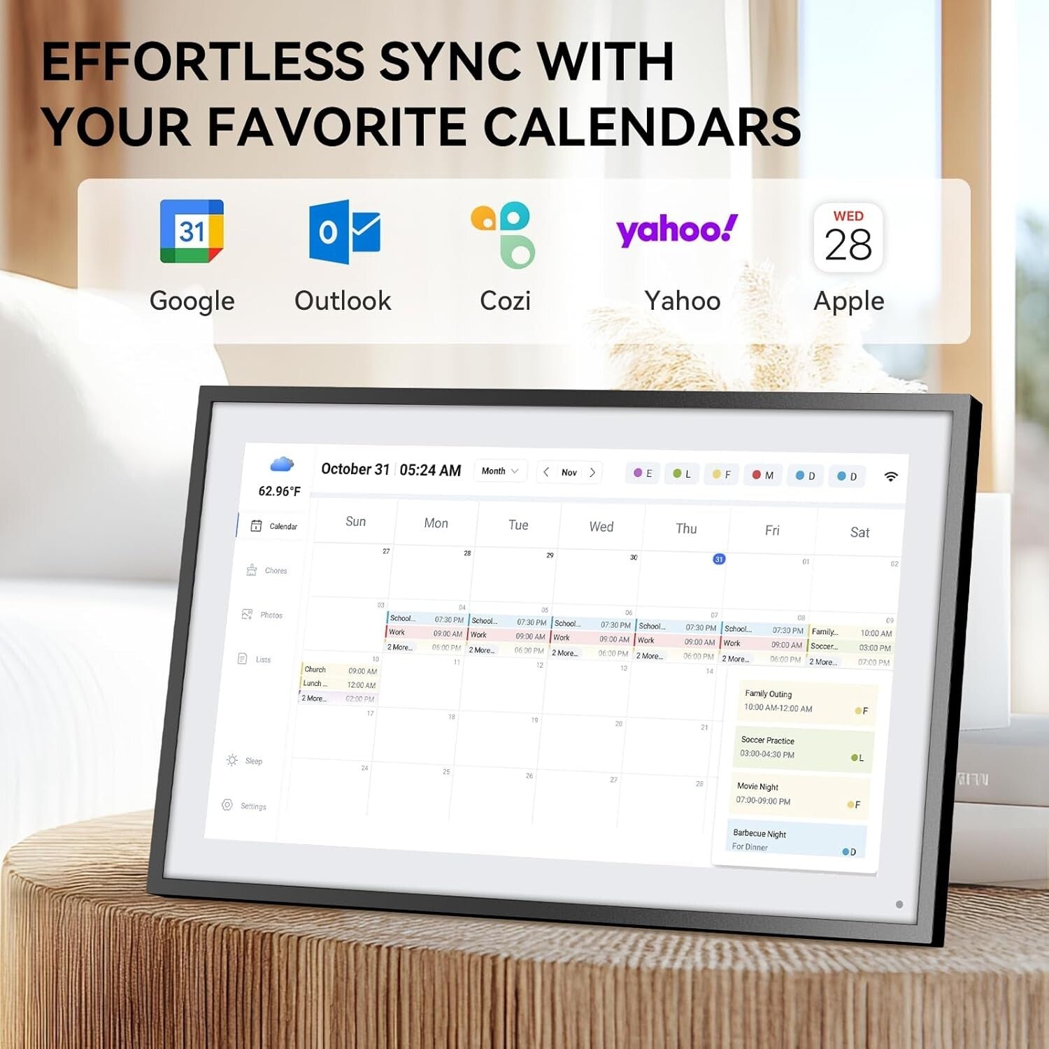 Wall-Mountable Family Calendar with Full HD Touchscreen - 15.6" Planning System