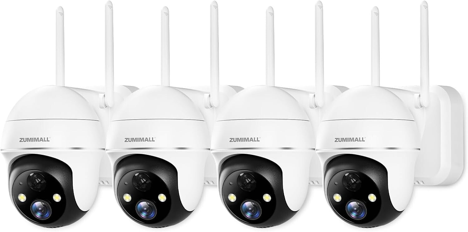 Easy-Install 4-Pack Wireless Security Cameras with Motion Detection Alerts
