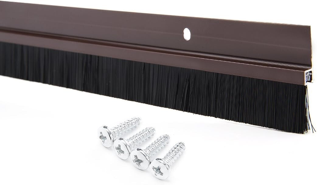 Premium Aluminum Door Brush Sweep with 1M Black Soft Bristles for Gap Sealing