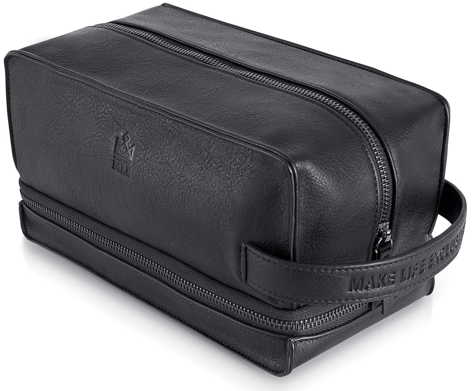 Premium Black Leather Toiletry Bag for Men - Stylish Travel Companion