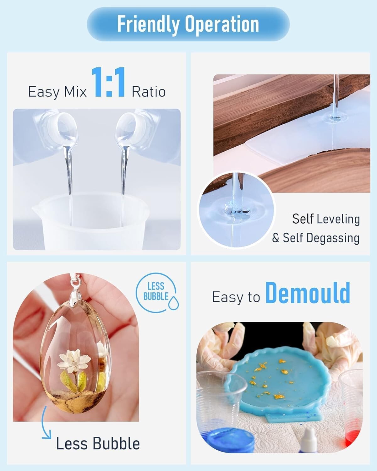 Durable 2-Gallon Epoxy Resin Kit for Crafts: Scratch Resistant & Bubble-Free