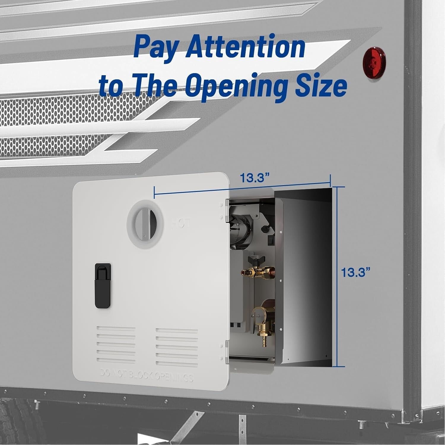 Durable Anti-Bump 15" x 15" RV Water Heater Door - Black Galvanized Steel