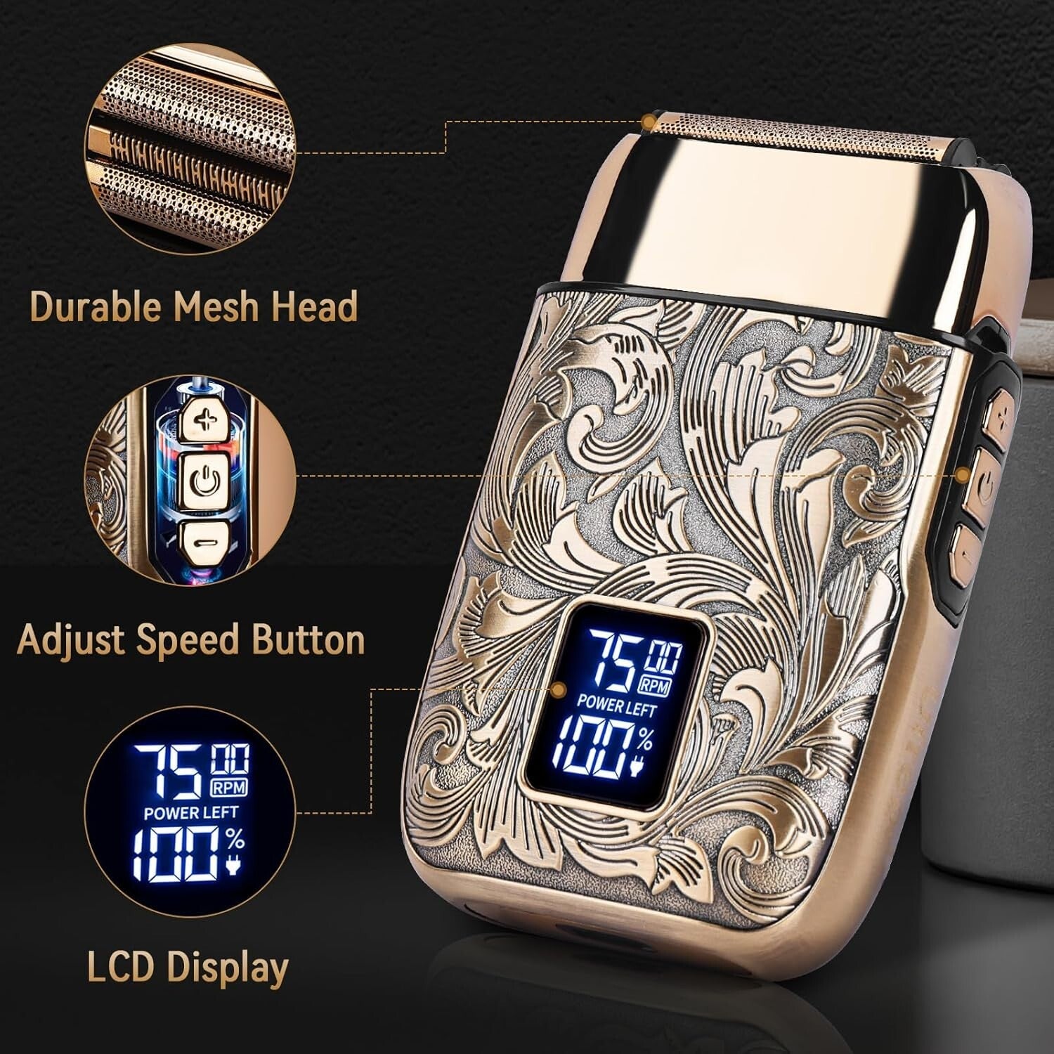 Professional Men's Electric Shaver with Titanium Blades & Fast Recharge Feature