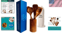 Load image into Gallery viewer, Durable Eco-Friendly Teak Cooking Utensils Set with Canvas Holder for Gifts