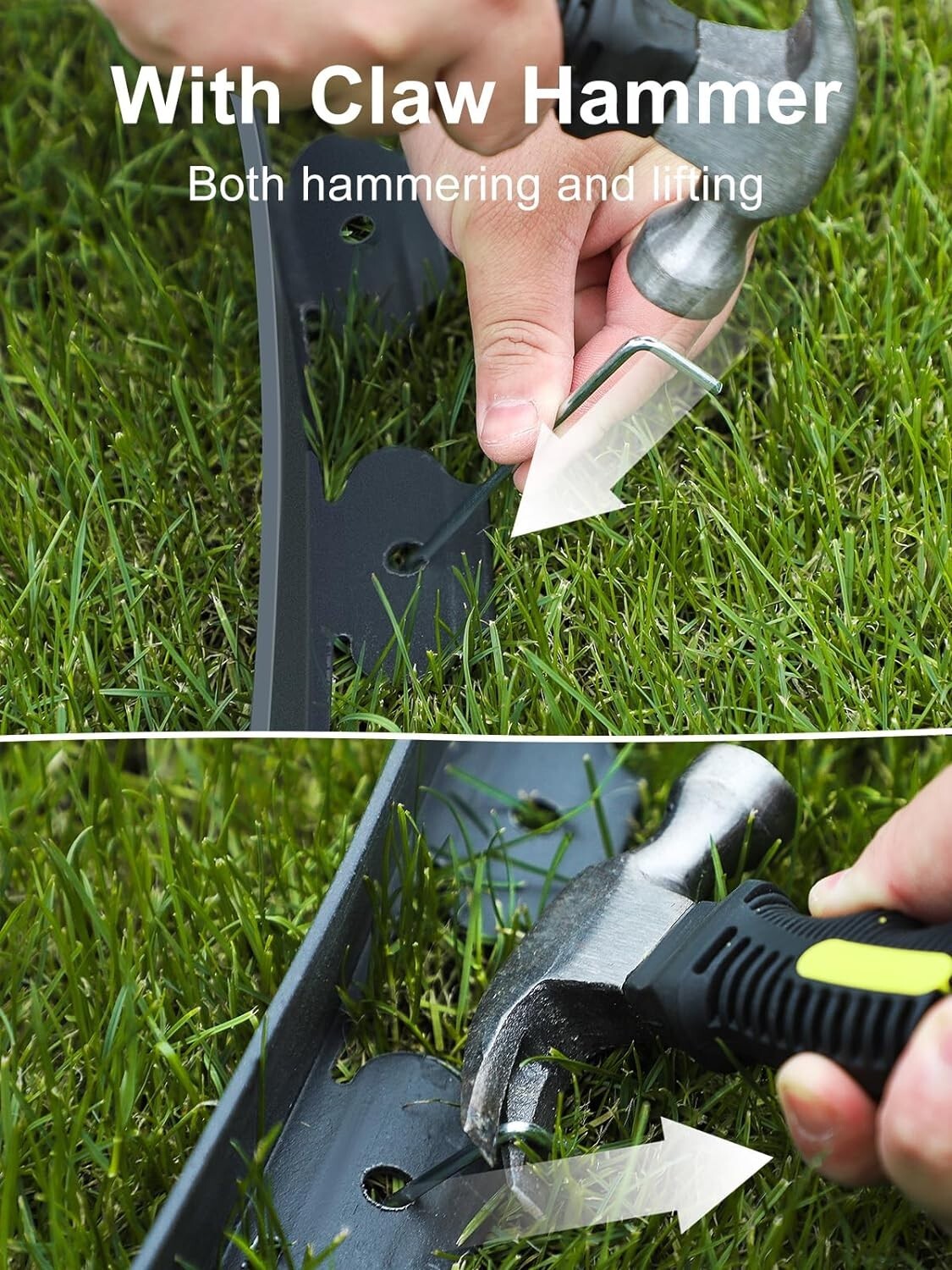 Trenchless 4" Tall Rubber Garden Edging - Flexible Landscape Border with Hammer