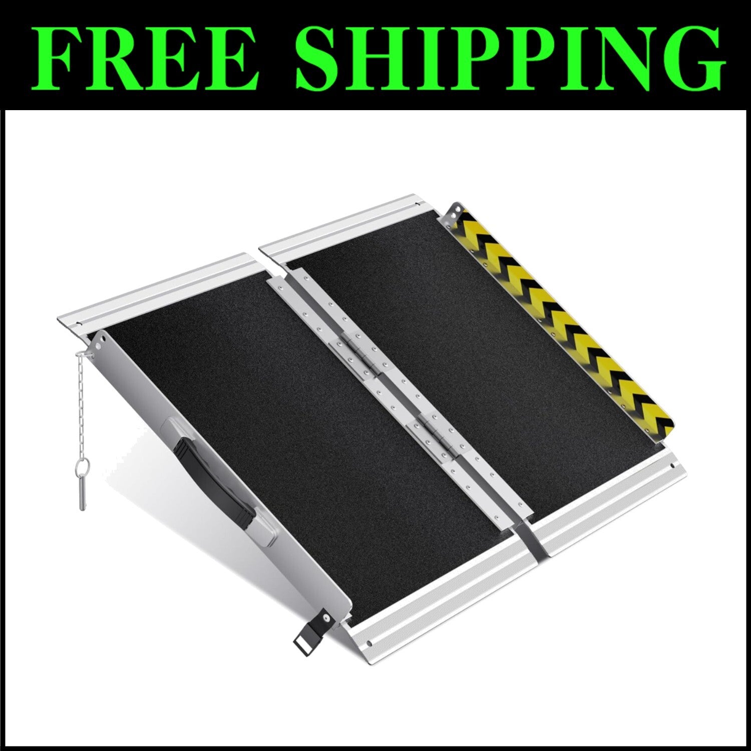 Portable 2FT Aluminum Wheelchair Ramp with Non-Slip Surface - 600 lb Capacity