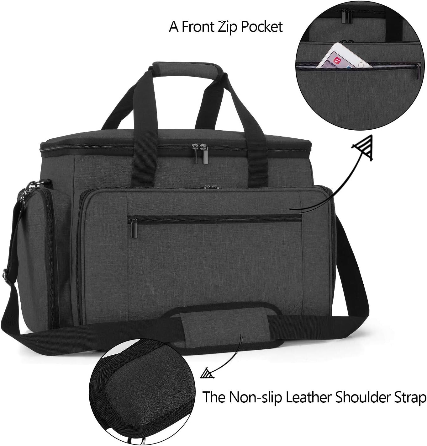 Black Sewing Machine Travel Case - Extra Protection with Multi-Storage Options