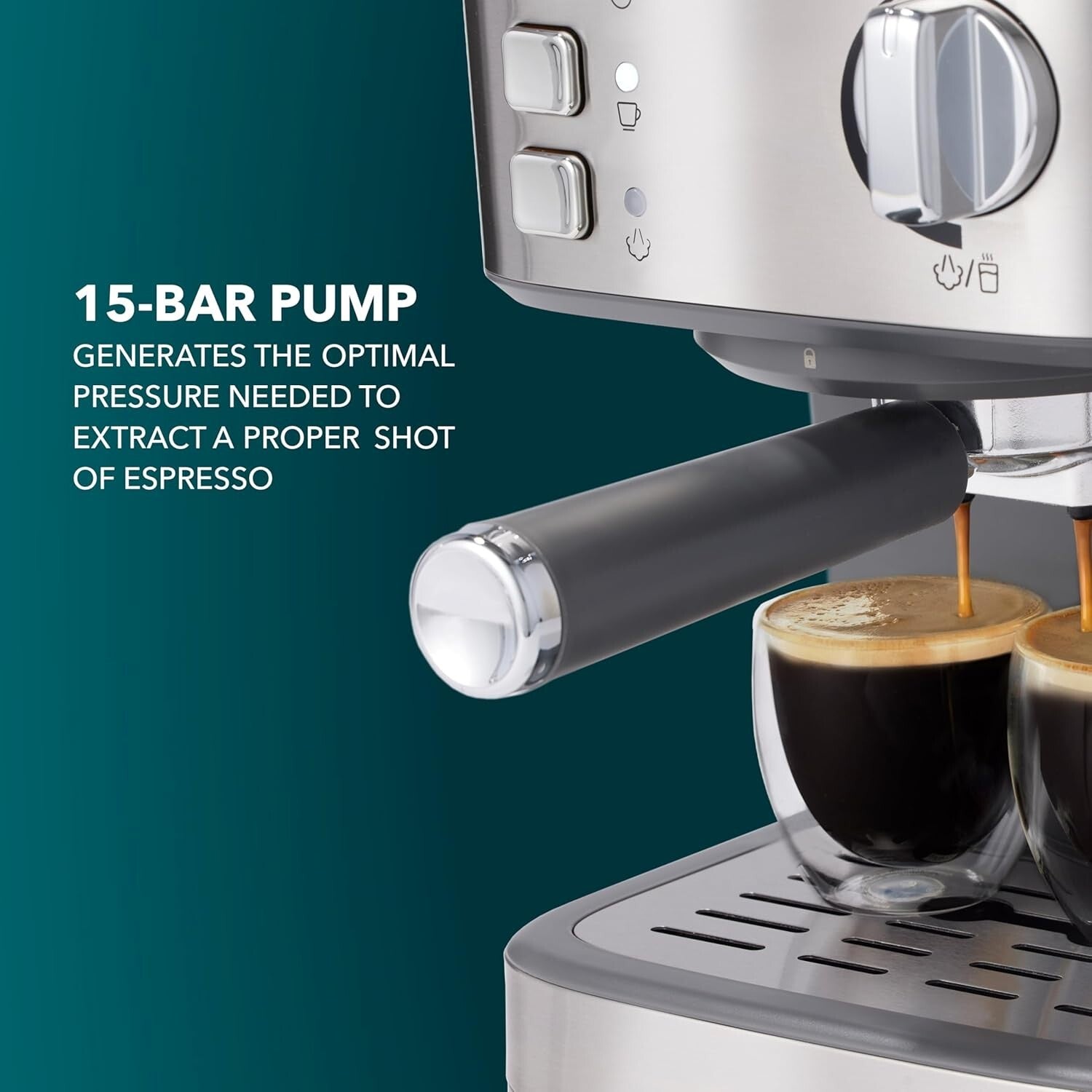 15-Bar Automatic Espresso Machine with Intuitive Controls & Easy Cleanup
