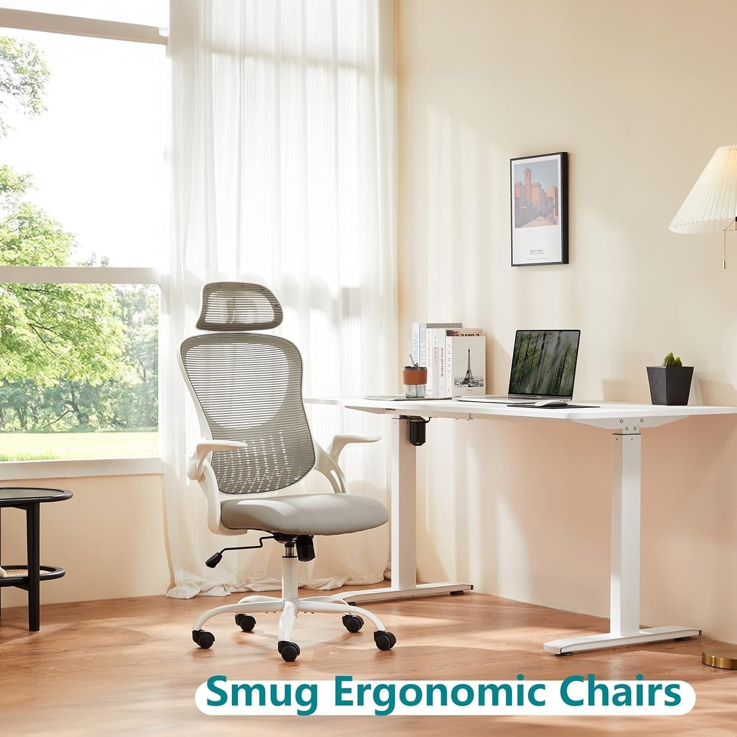Modern Grey Ergonomic Swivel Chair with Adjustable Height and Comfortable Design