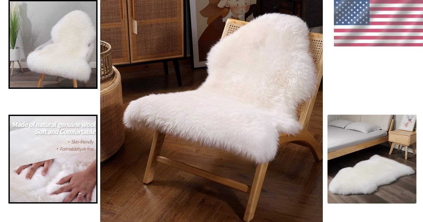Premium Australian Genuine Sheepskin Area Rug – Luxurious 2ft x 3ft Fluffy Decor