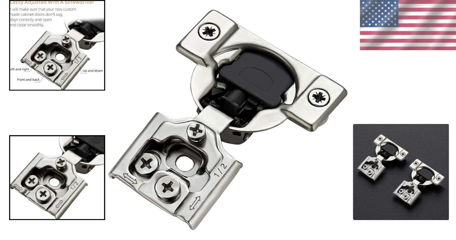 30 Pack Premium Soft Close Hinges in Satin Nickel - 1/2 Inch Overlay Design