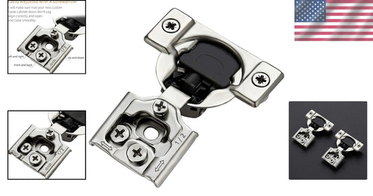 30 Pack Premium Soft Close Hinges in Satin Nickel - 1/2 Inch Overlay Design