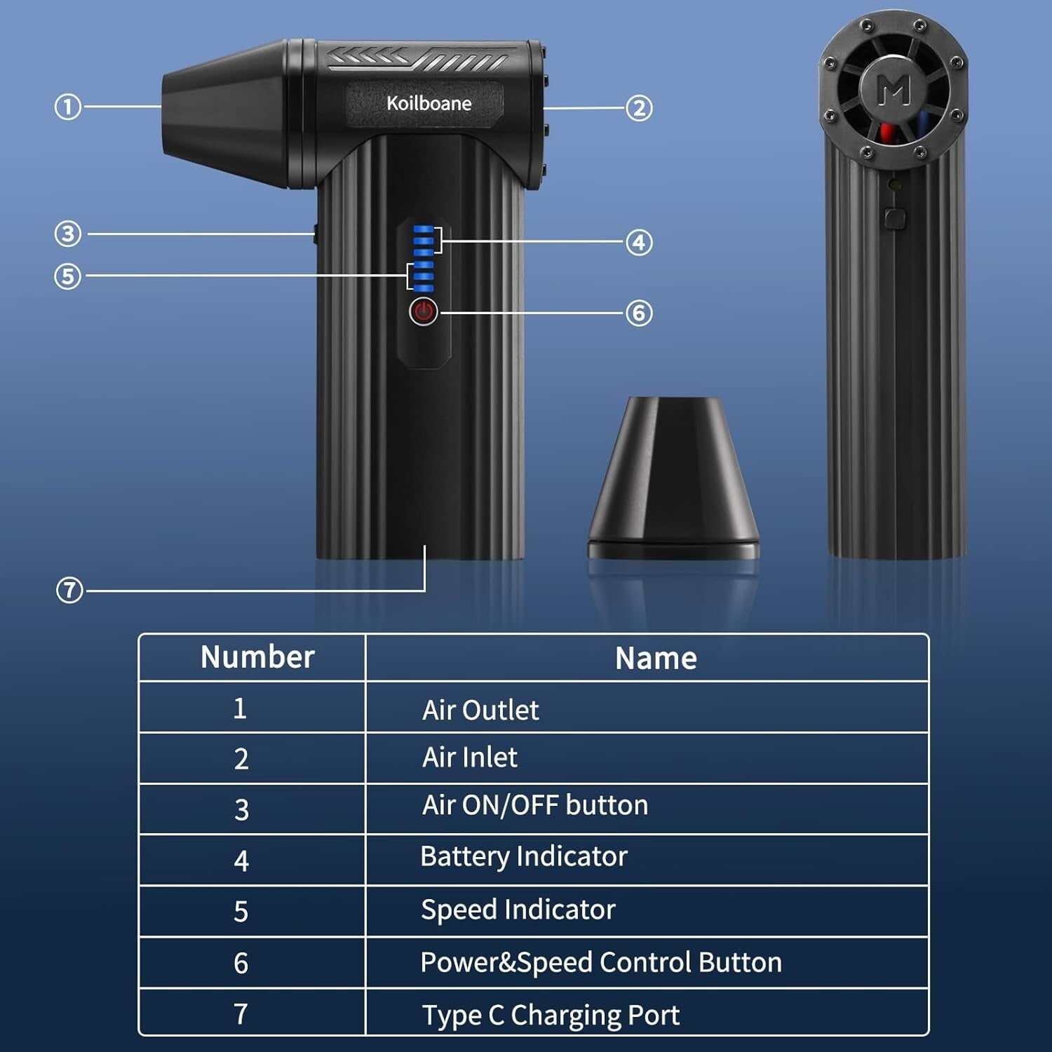 Portable Rechargeable Dust Blower with 8000mAh Battery - For Car and Home Use