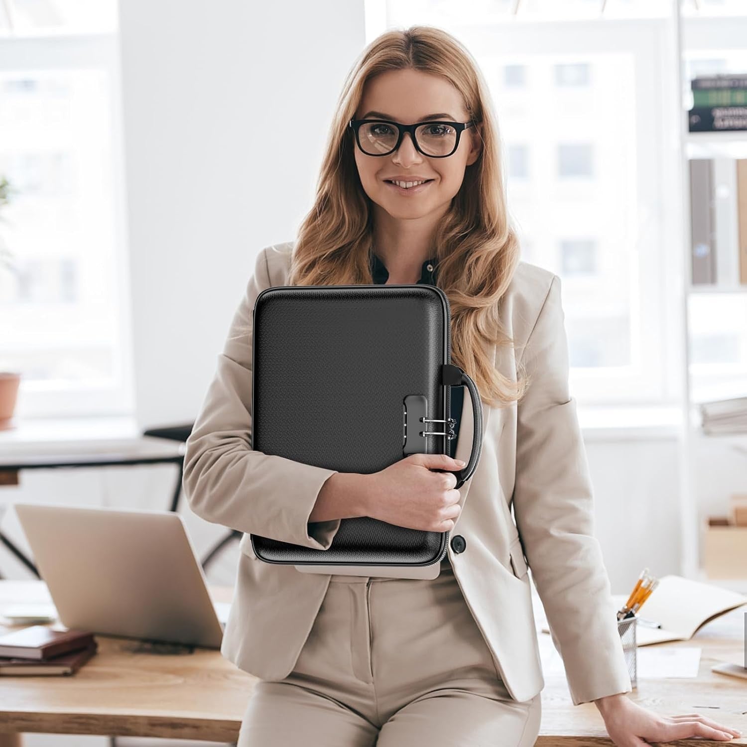 Fireproof & Water-Resistant File Organizer with Lock - 13 Pocket Accordion Style