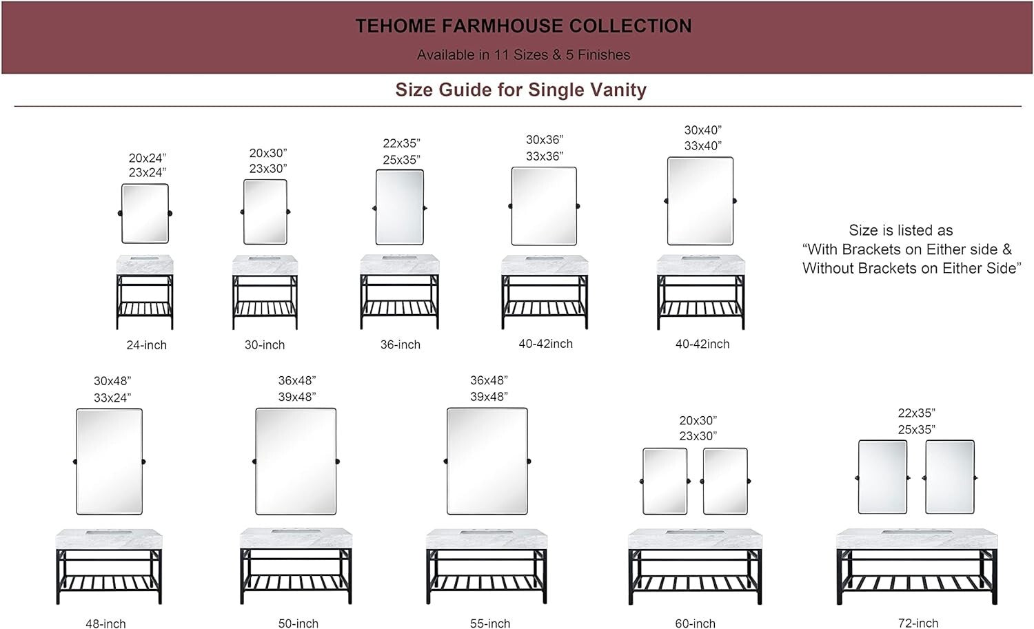 Beveled Rectangular Black Metal Framed Bathroom Mirror - 30x20" Tilting Design