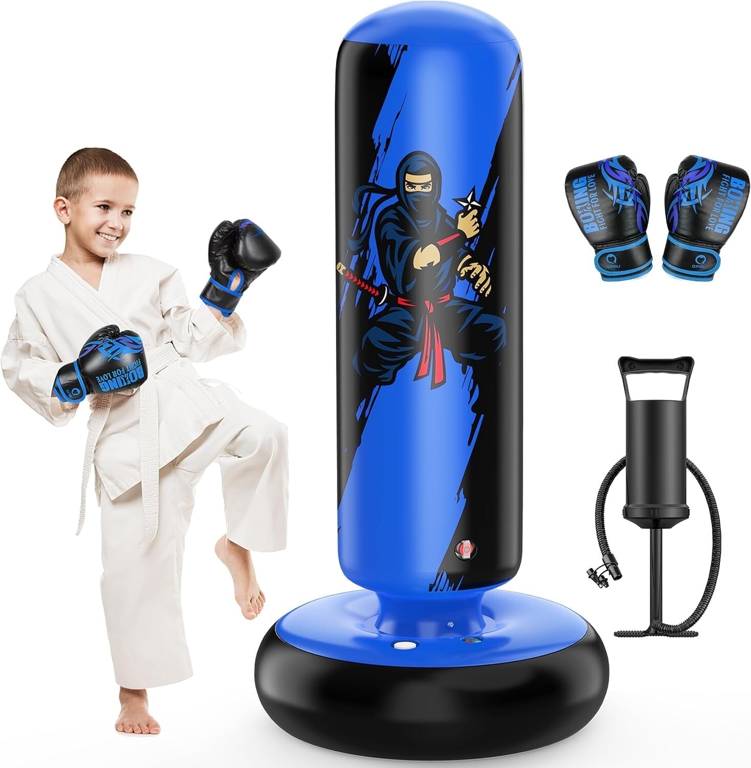 Stable Kids Inflatable Punching Bag with Gloves - Perfect for Martial Arts