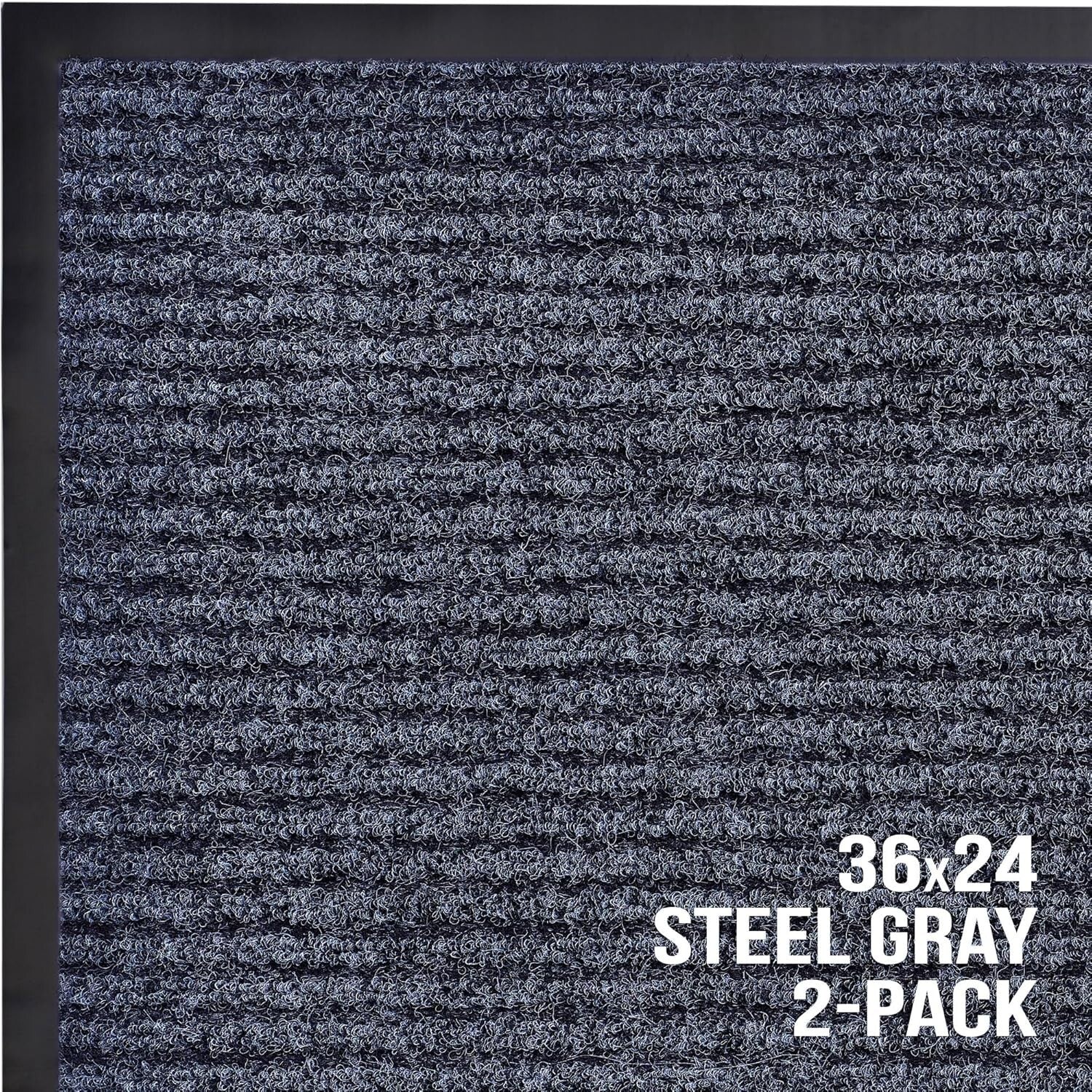 Water-Repellent Floor Mats in Steel Gray - 2-Pack | Indoor & Outdoor Doormats