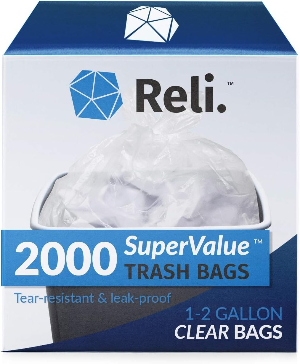 Clear Plastic 1-2 Gallon Trash Bags - 2000 Count for Mess-Free Waste Management