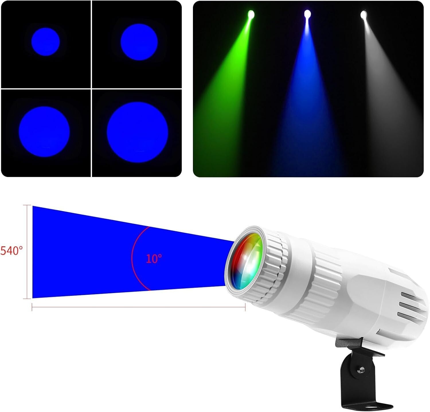 Dynamic 2-Pack 15W LED Pin Spotlights with Remote for Club & Wedding Lighting