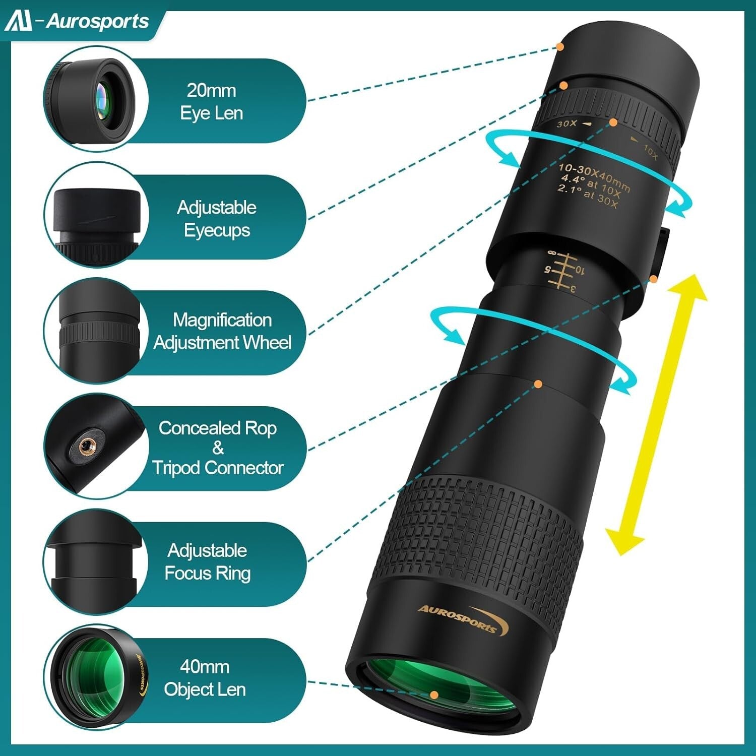 Adjustable Magnification Monocular Telescope - Crystal Clear Outdoor View