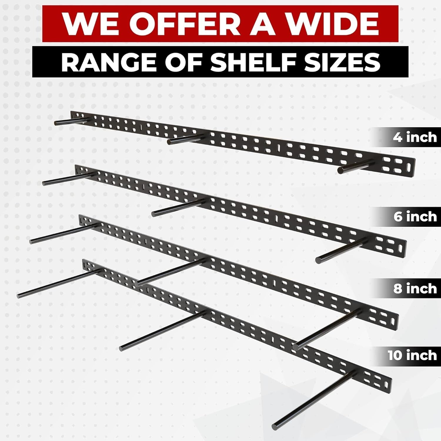 Complete Floating Shelf Bracket Set with Installation Hardware - 6 Inch Rods