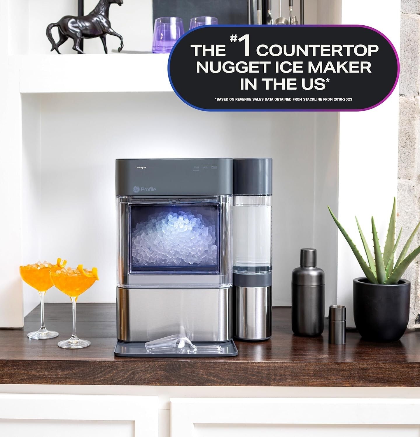 Fast-Production Countertop Ice Maker - 38 lbs of Chewable Ice with WiFi Control