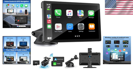 Portable 9-Inch Carplay Screen with 1080p Backup Camera & GPS Navigation