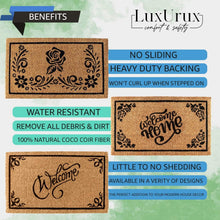 Load image into Gallery viewer, Heavy-Duty Floral Doormat - Eco-Friendly Coco Coir, Water Resistant, 17 x 36
