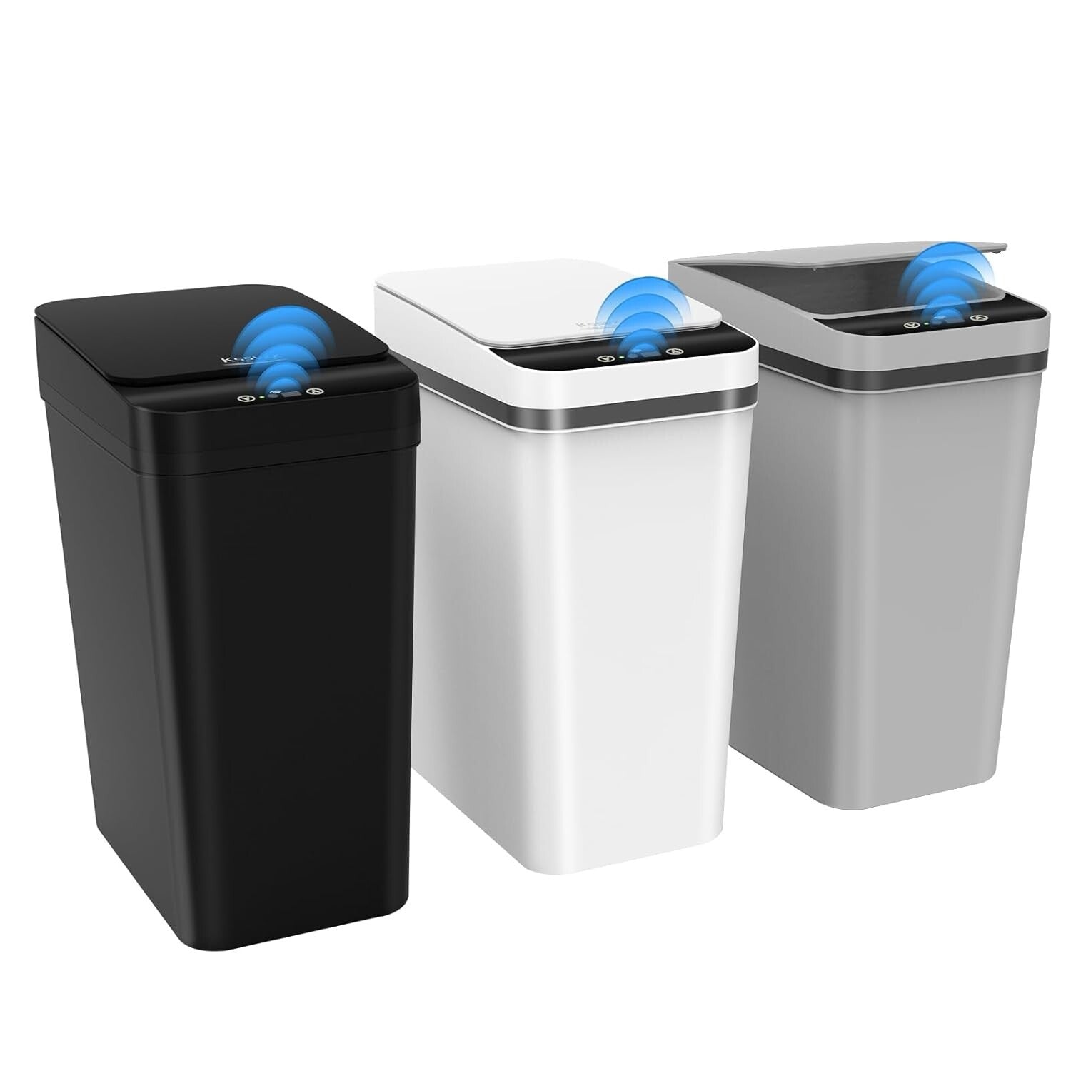 Slim Automatic Trash Can Bundle - Waterproof 2.5 Gallon Waste Bins for Home