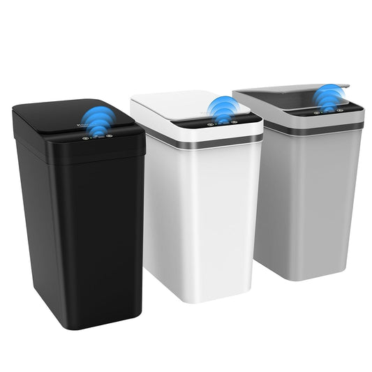 Slim Automatic Trash Can Bundle - Waterproof 2.5 Gallon Waste Bins for Home