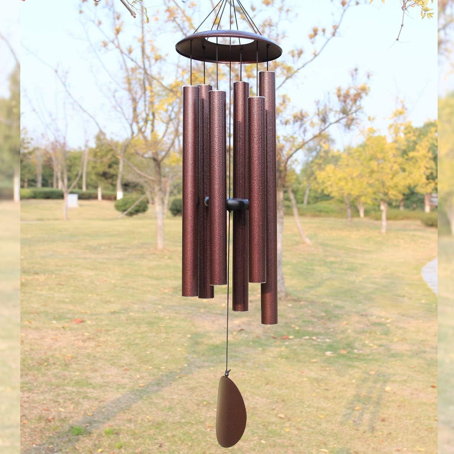 36" Outdoor Wind Chimes in Bronze - Deep Tones for Memorial Remembrance