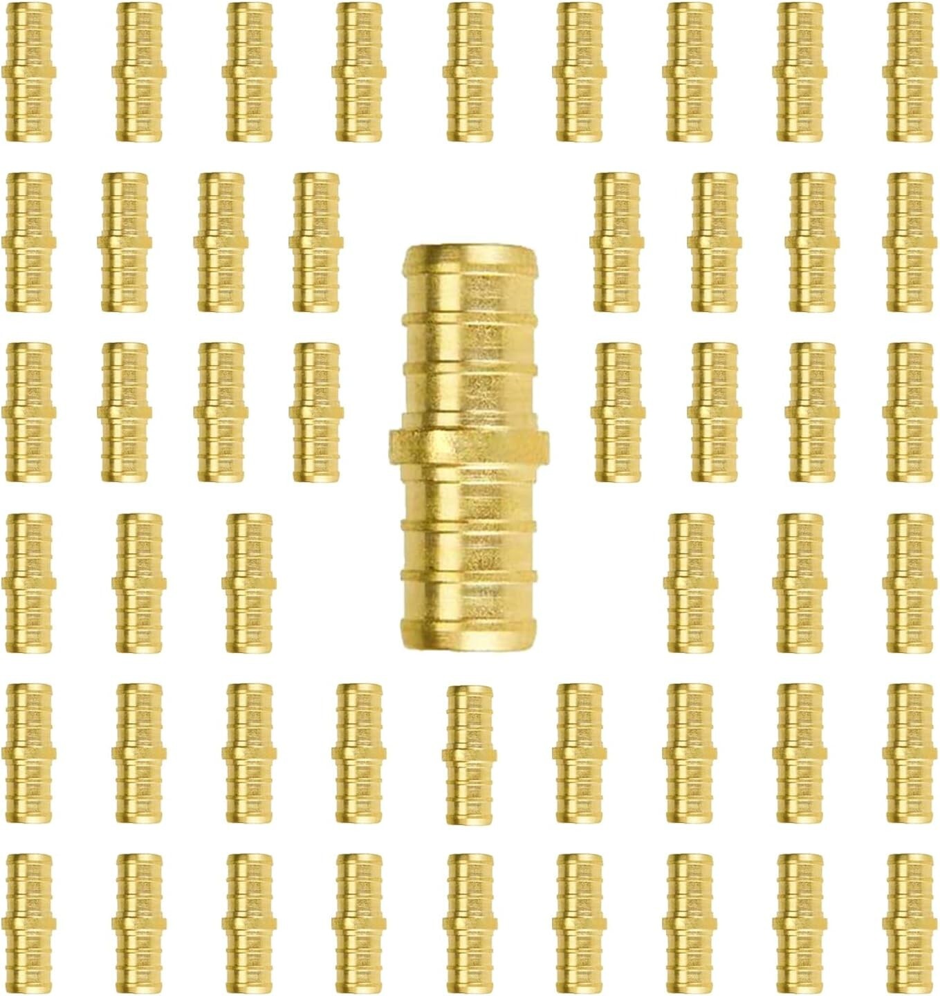 50-Pack 1/2" Lead-Free Brass PEX Coupling - NSF Certified Plumbing Fittings
