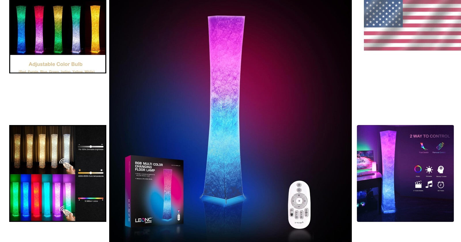 Elegant 61" LED Floor Lamp with Remote, 16 Million Colors & Voice Control