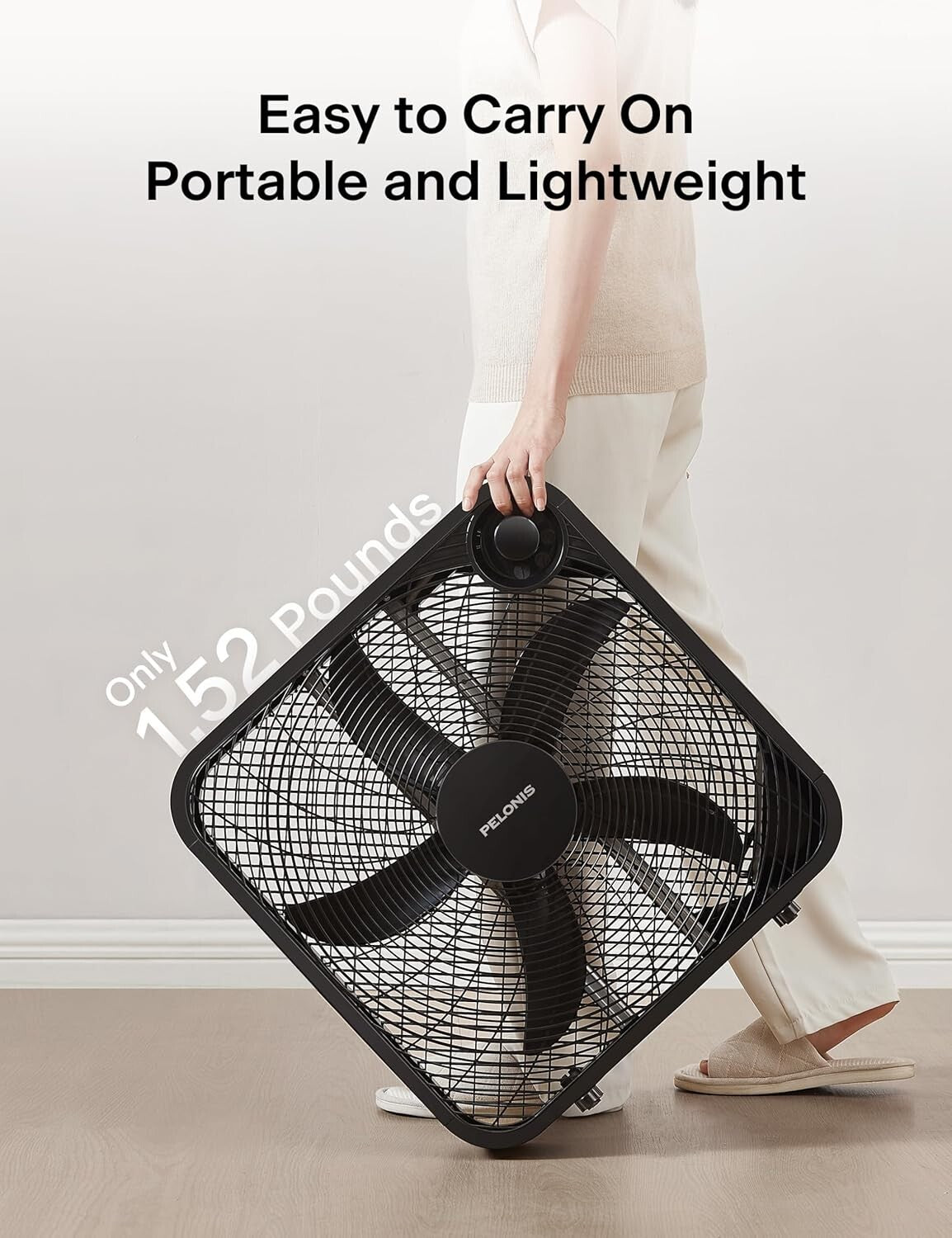 20 Inch Box Fan - Lightweight Portable Floor Fan with High Airflow 2295 CFM