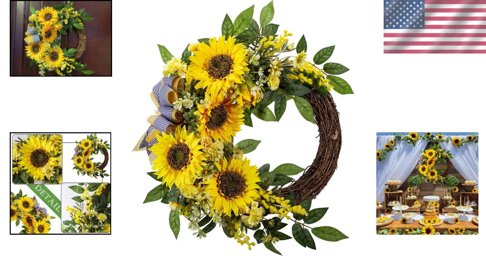 Charming 18' Sunflower Wreath Perfect for Valentine's and Mother's Day Gifts