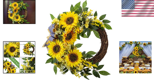 Charming 18' Sunflower Wreath Perfect for Valentine's and Mother's Day Gifts