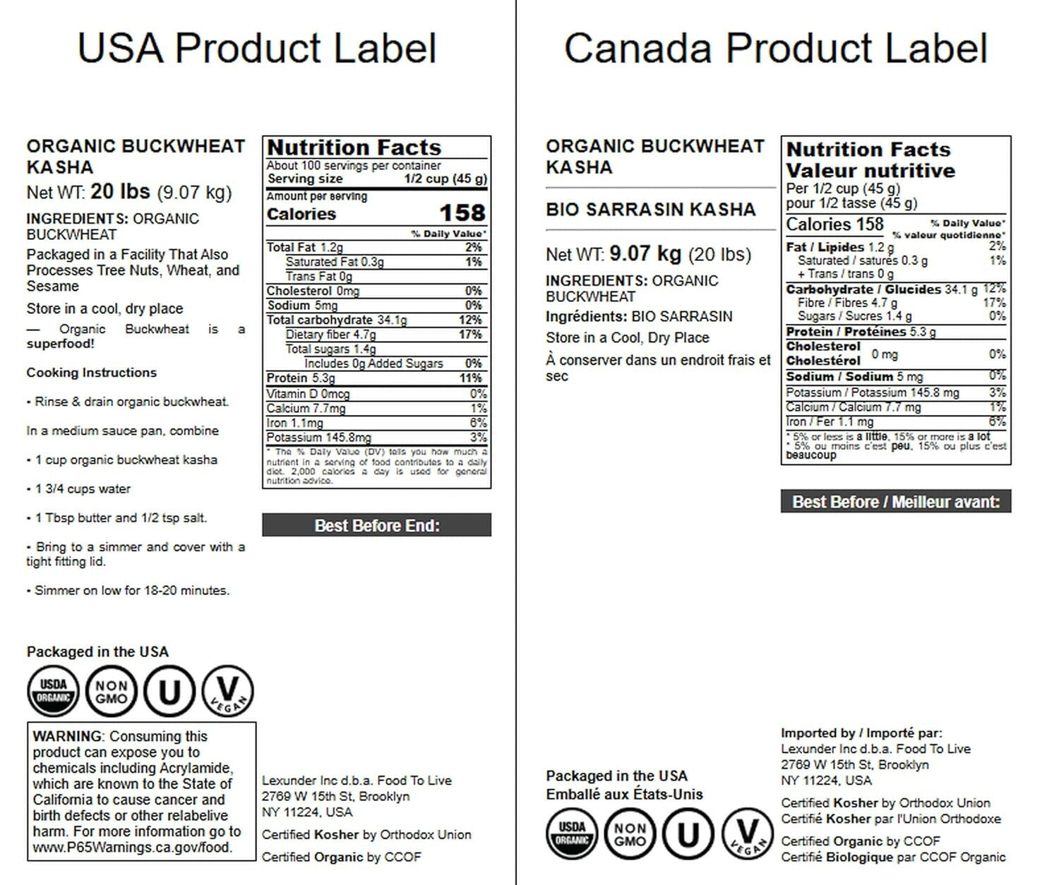 Healthy Cooking Essential: Organic Buckwheat Kasha, Non-GMO & Gluten-Free, 20lbs