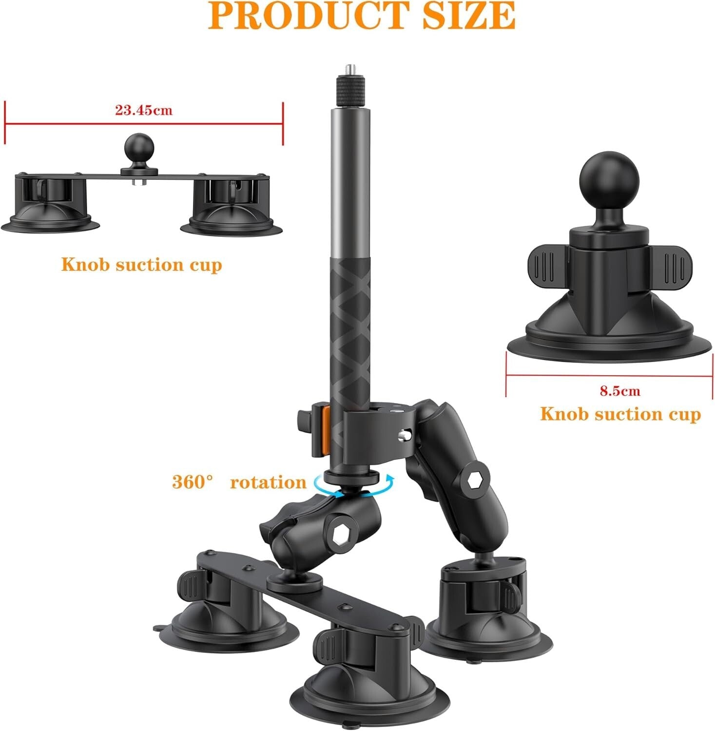 Durable 3-in-1 Car Mount Kit for Insta360 and GoPro - Perfect for Adventures