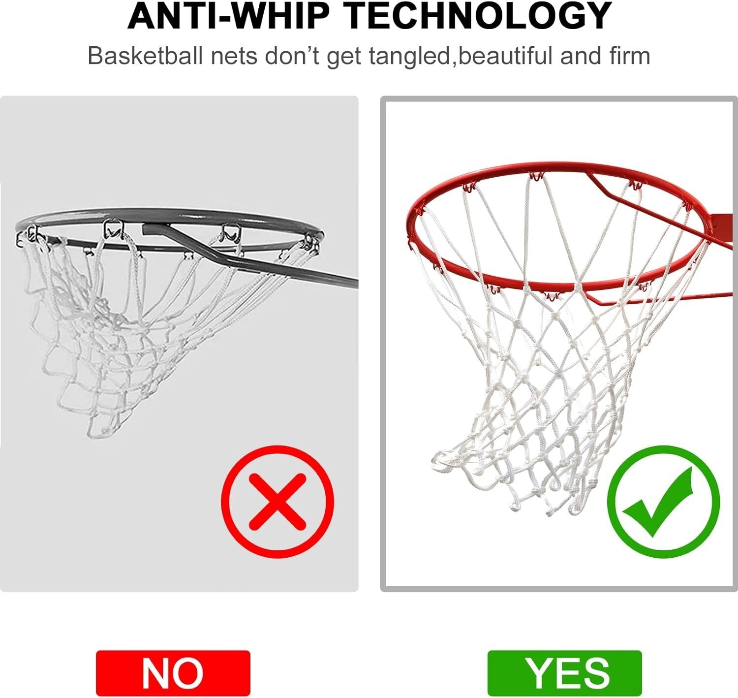 12 Loops Heavy-Duty Basketball Net - All-Weather Replacement for Standard Hoops