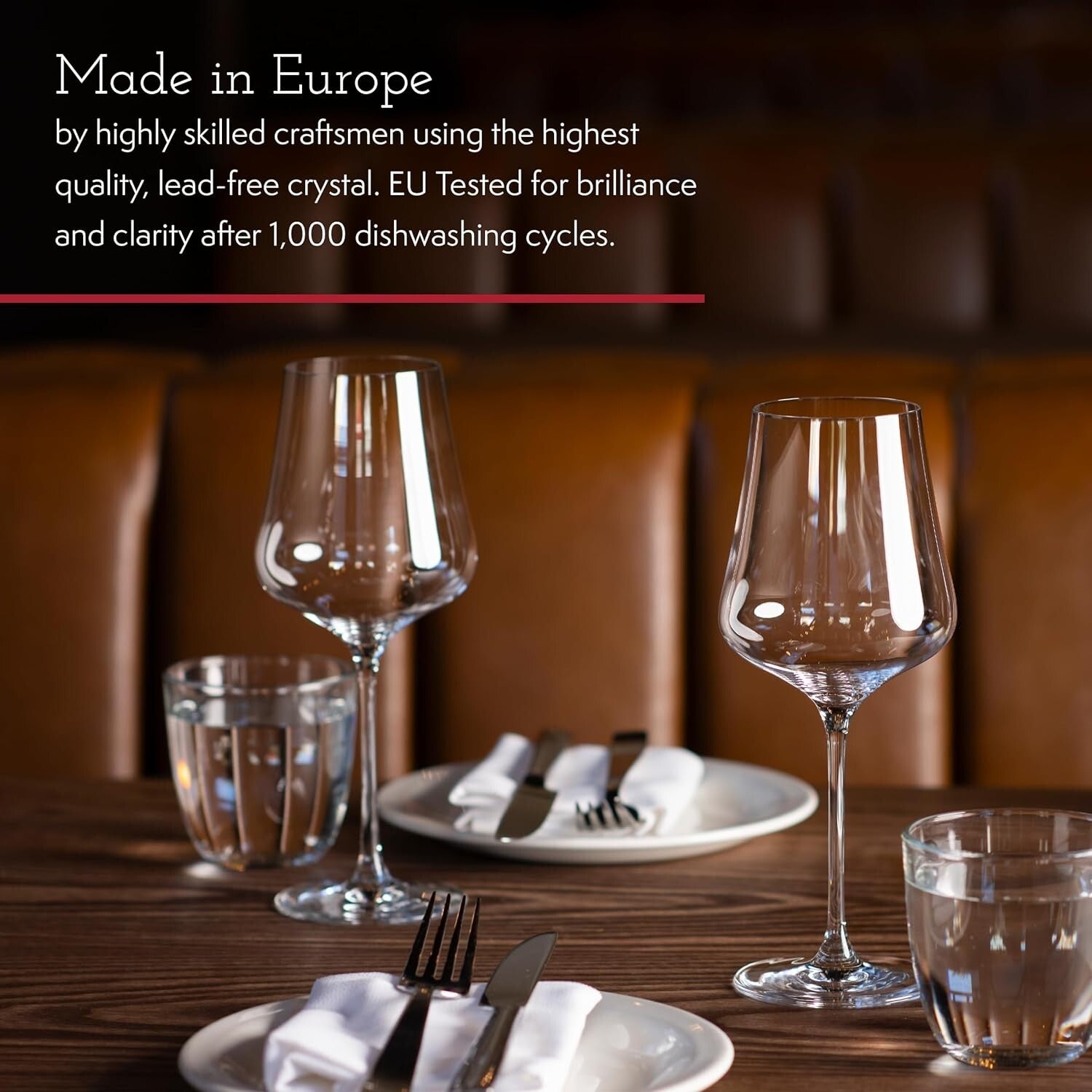 Elegant Wine Glass Set of 4 - Break & Scratch Resistant Crystal Glasses