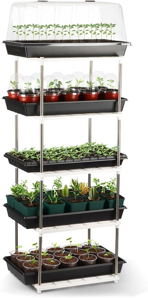 Compact 5-Tier Greenhouse Seedling Storage Rack - Easy Assembly & Versatile Use