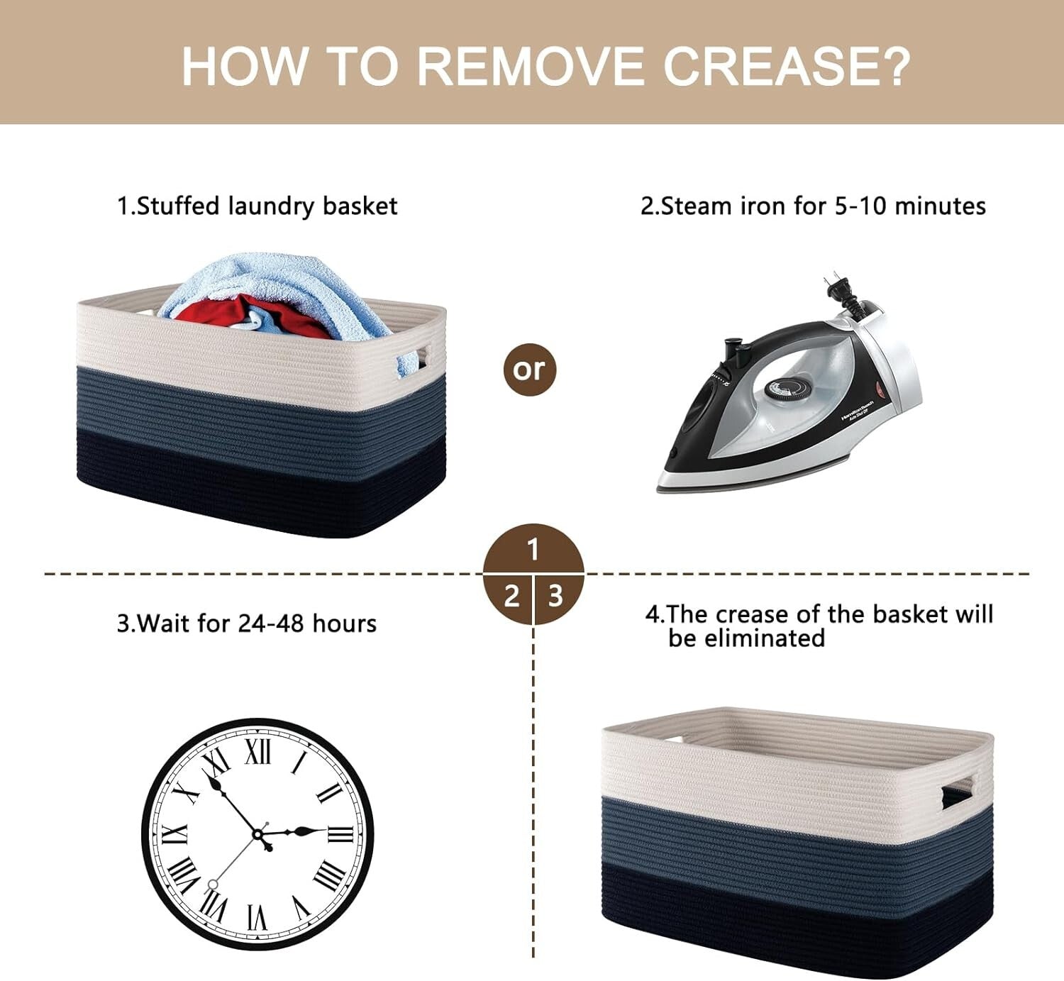 Spacious Gradient Blue Rectangular Basket - Large Storage for Living Spaces