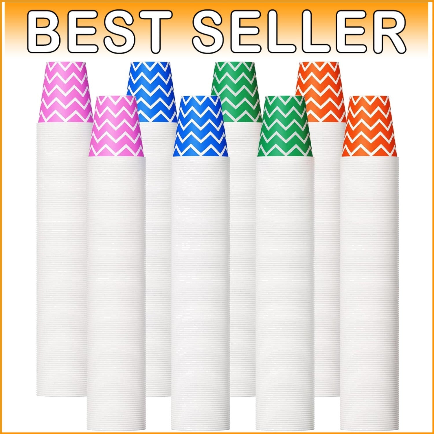 1000 Pack 5oz Eco-Friendly Multicolor Striped Paper Cups for Parties & Travel