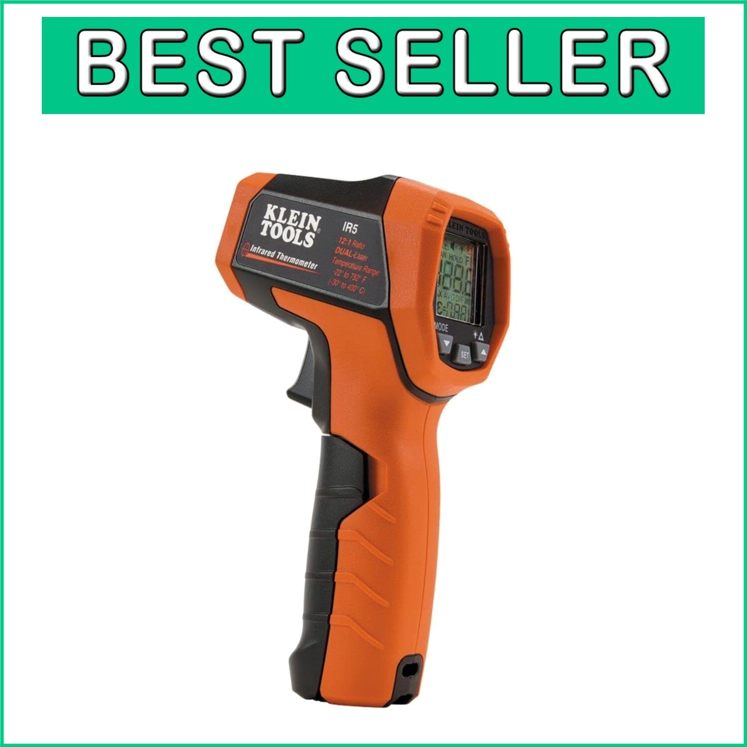 Advanced Digital Thermometer Gun with Dual Laser & Backlit Display, -22F to 752F
