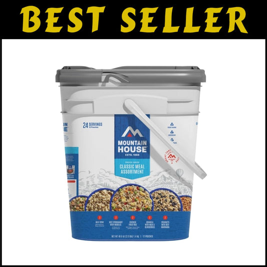Emergency & Camping Ready: 24 Servings Freeze Dried Meals in Recyclable Bucket