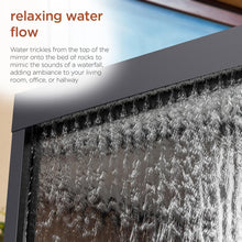 Load image into Gallery viewer, Stylish Lighted Waterfall Fountain - 72-Inch Mirror Fountain with River Rocks