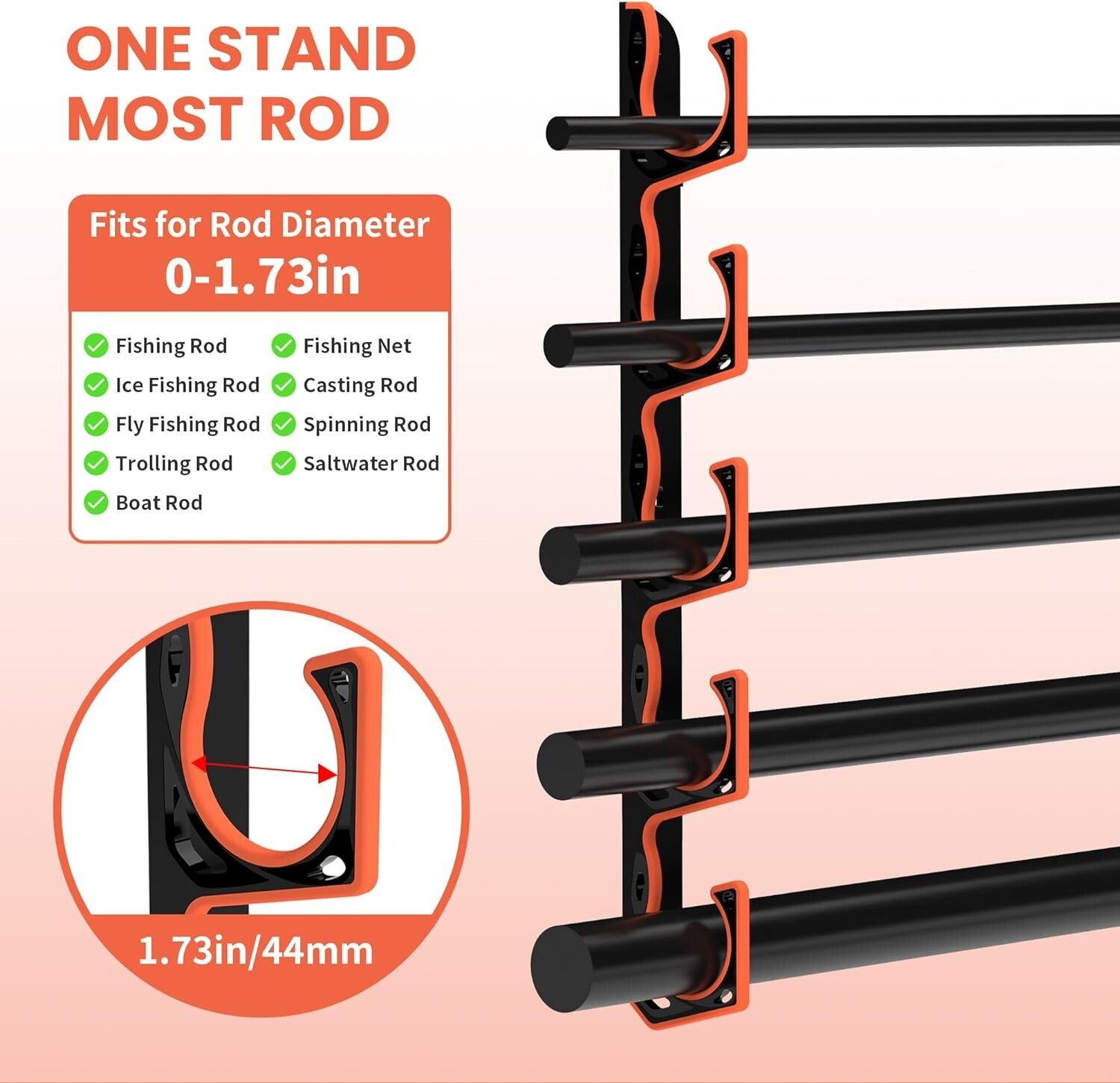 Organize Your Garage with 8 Pack Fishing Rod Holder - Durable Wall Mount System